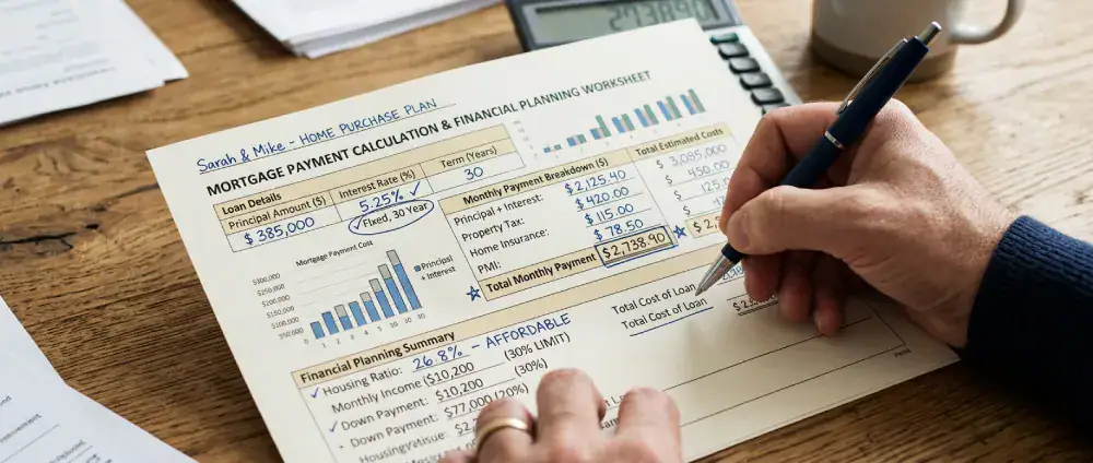 Detailed mortgage payment calculation showing monthly costs for Denver homebuyers