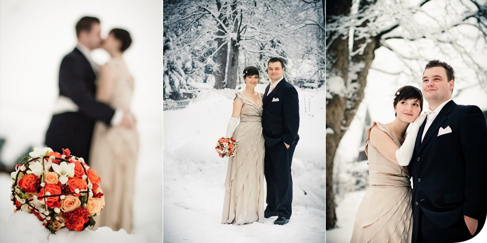 Hochzeitsfotograf im verschneiten Schmiedefeld in Thüringen