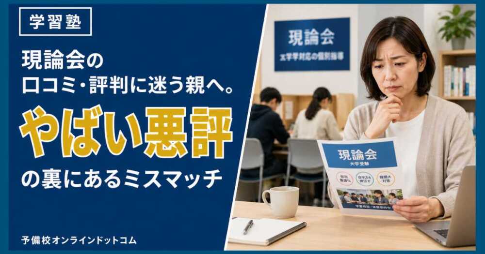 現論会の口コミ・評判に迷う親へ。やばい悪評の裏にあるミスマッチ 現論会の口コミ・評判に迷う親へ。やばい悪評の裏にあるミスマッチ