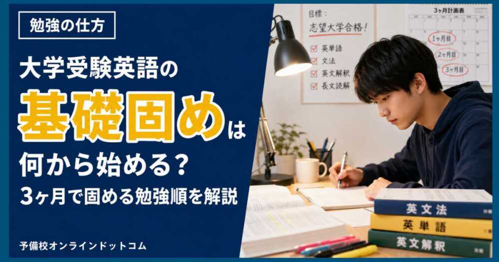 大学受験英語の基礎固めは何から始める？3ヶ月で固める勉強順を解説