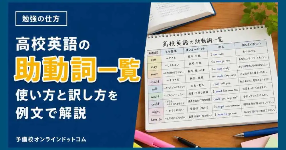 高校英語の助動詞一覧|使い方と訳し方を例文で解説 高校英語の助動詞一覧|使い方と訳し方を例文で解説