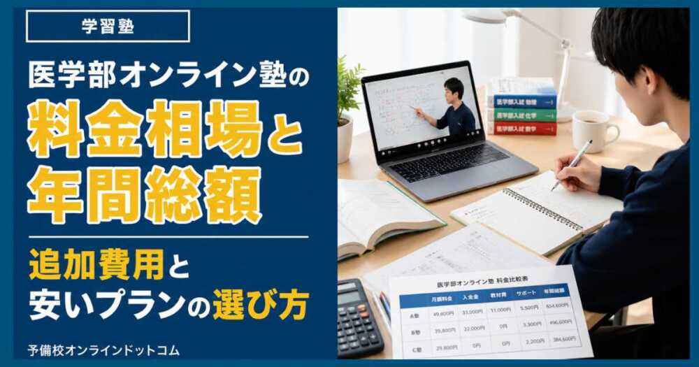 医学部オンライン塾の料金相場と年間総額|追加費用と安いプランの選び方