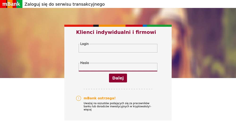Fałszywy panel logowania