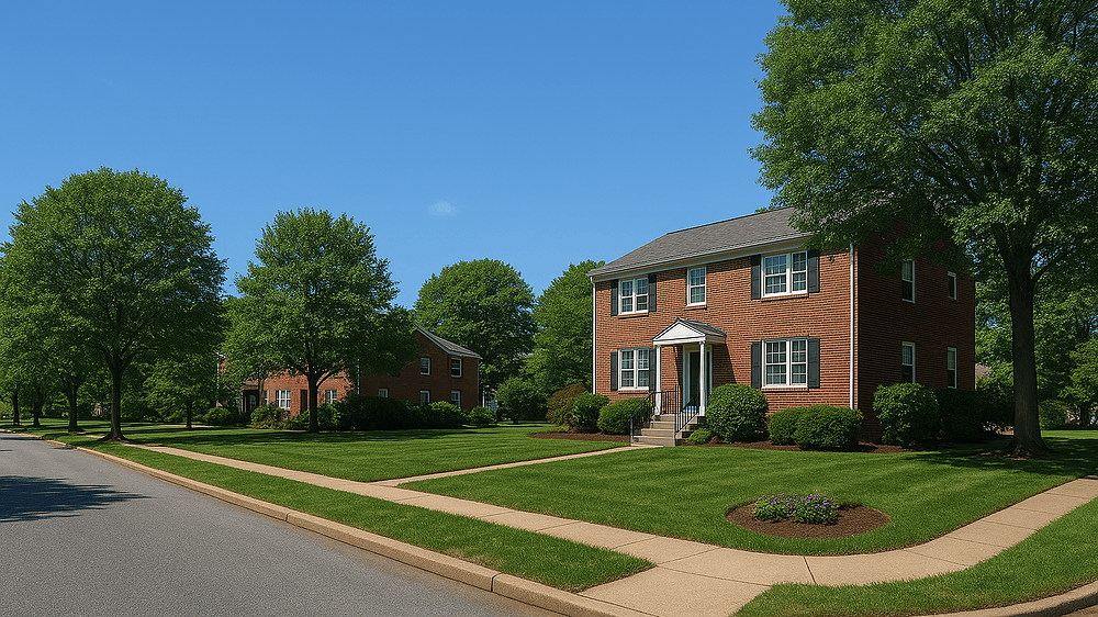 Suburban street scene in Bryn Mawr, Pennsylvania