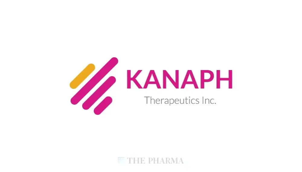 KANAPH Therapeutics Inc. 로고. 분홍색과 노란색 요소가 포함된 디자인.