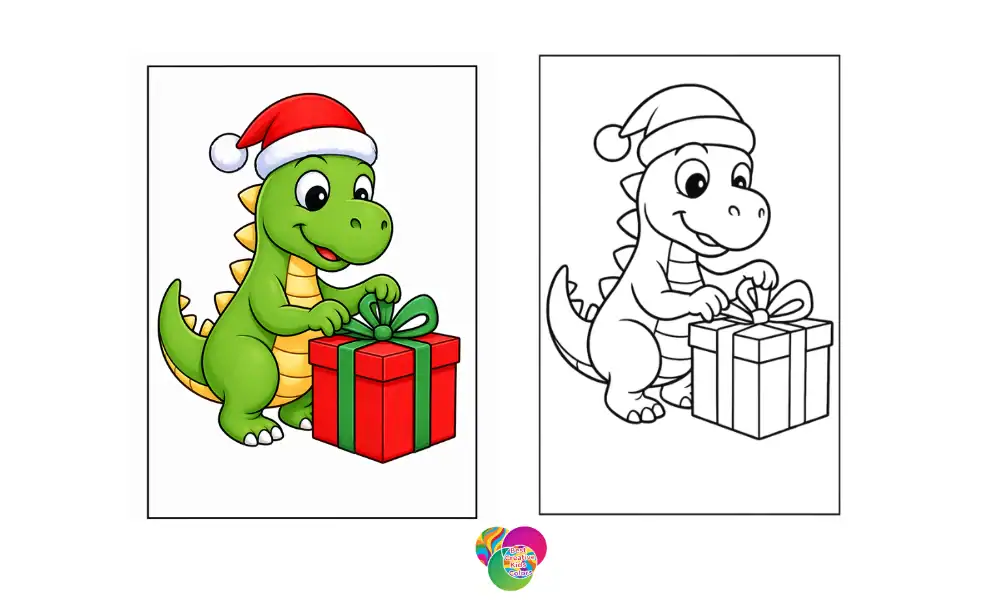 Dinosaur Christmas Coloring Pages