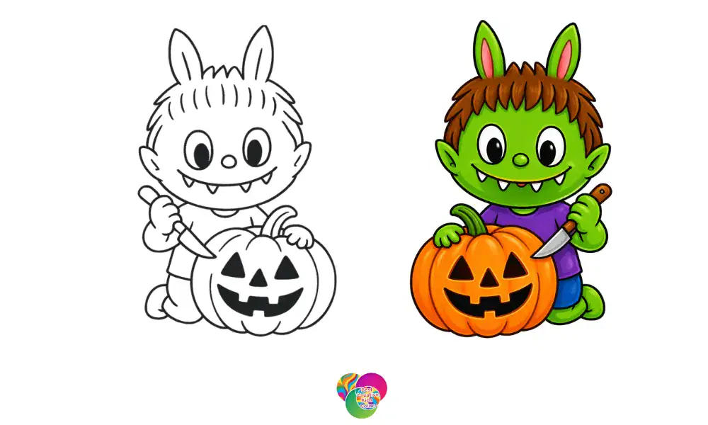 🎃 Free Labubu Halloween Coloring Pages & Printables