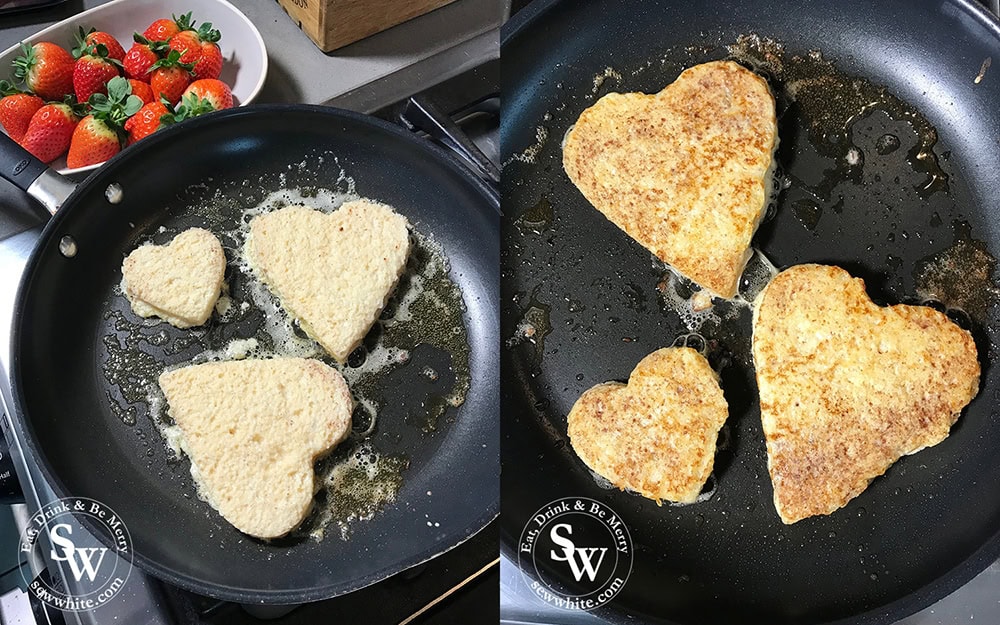 heart shaped french toast cooking