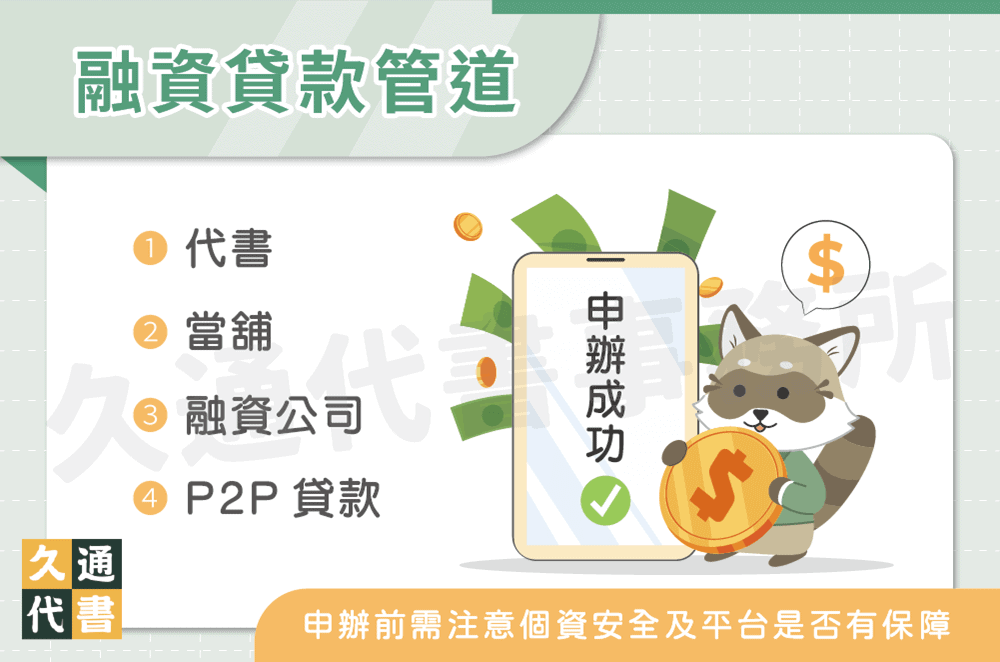 融資貸款管道〖久通代書〗