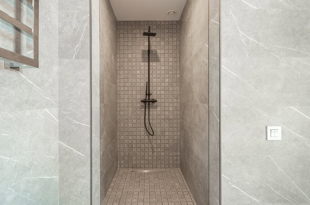 tiled shower