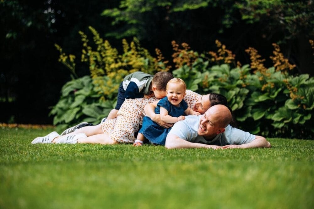 Family having fun on photoshoot