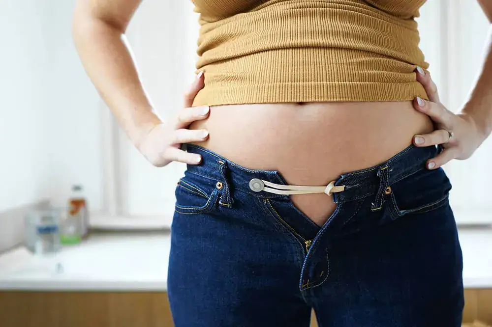bloated tummy of a woman