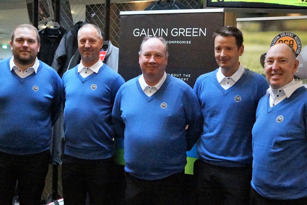PGA of Denmarks bestyrelse. Fra venstre er det næstformand og kasserer Jesper Skoubo Kjeldsen, Michael Brink, Formand Marcus Brown, Morten Hedegaard og Steve Smith.