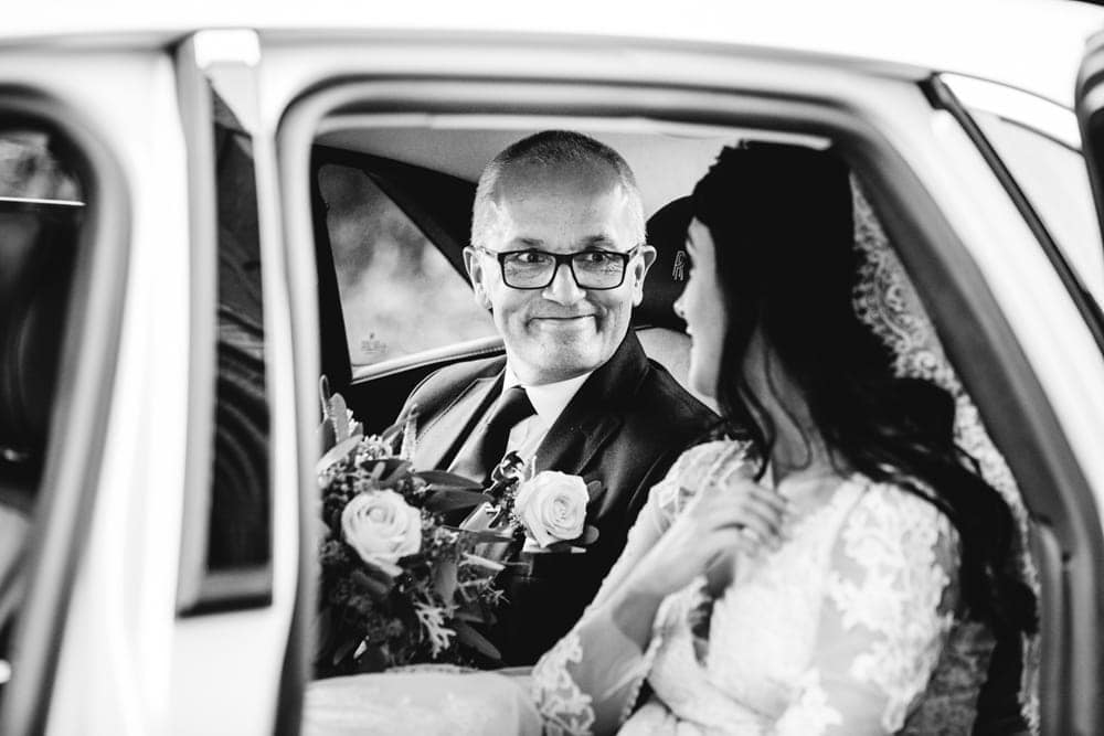 brides arrival at st vincents church altrincham