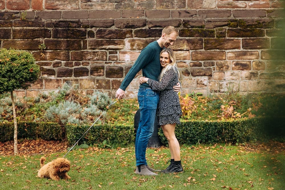 Sophie and glen on their engagement photoshoot in the historic town of chester