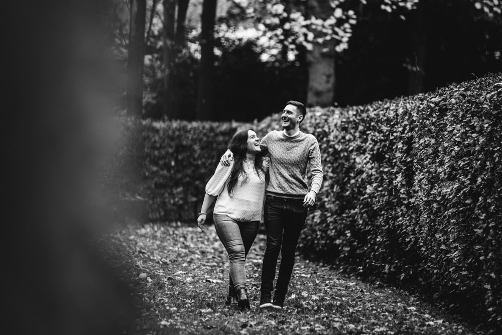 Lauren and Paul on their photoshoot at Walkden Gardens in Sale