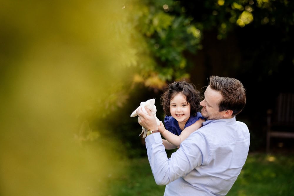 Family photography session in bowden in the back garden of a family home