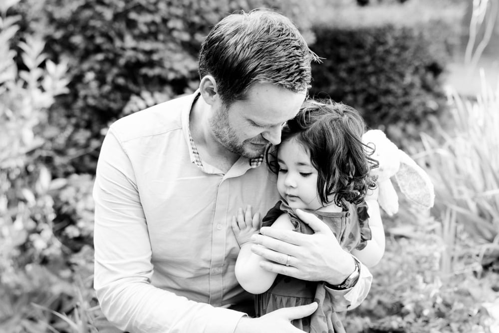 Family photography session in bowden in the back garden of a family home