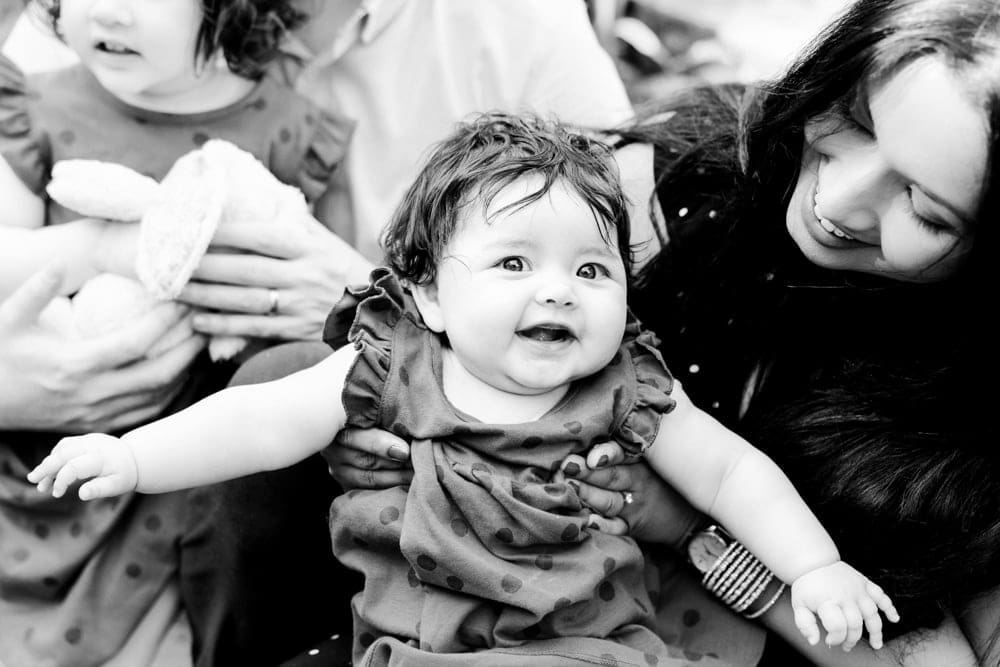 Family photography session in bowden in the back garden of a family home