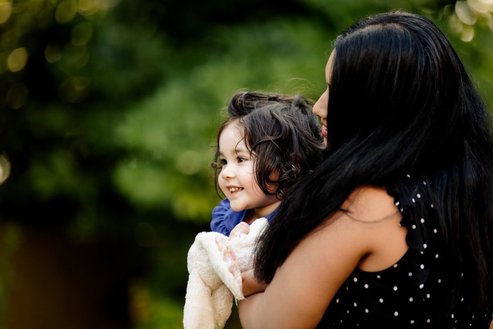 Family photography session in bowden in the back garden of a family home