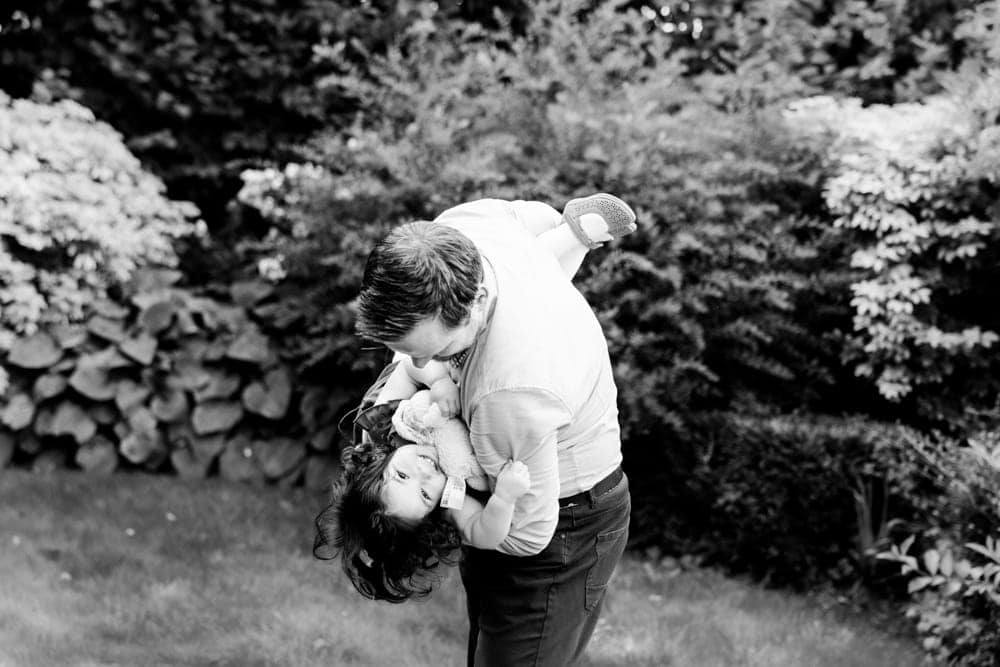 Family photography session in bowden in the back garden of a family home