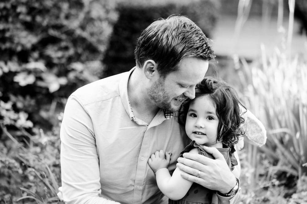 Family photography session in bowden in the back garden of a family home