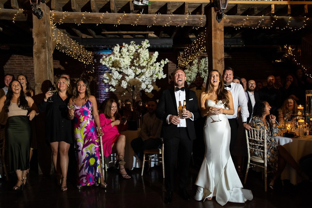 evening wedding reception at the barn at morley
