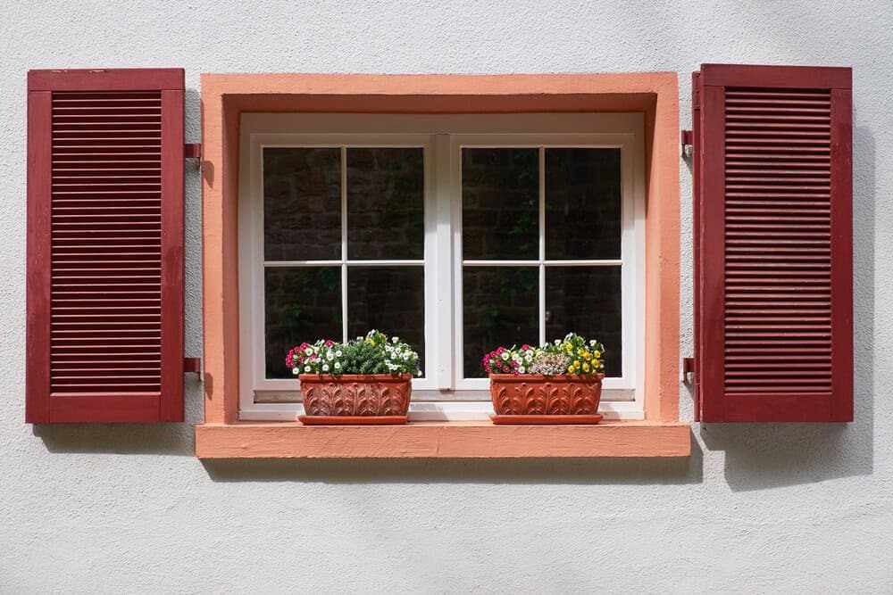 red exterior window shutters