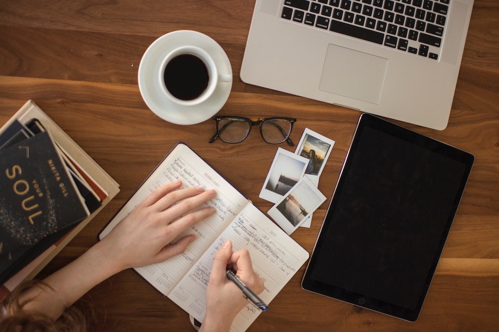 working at home office