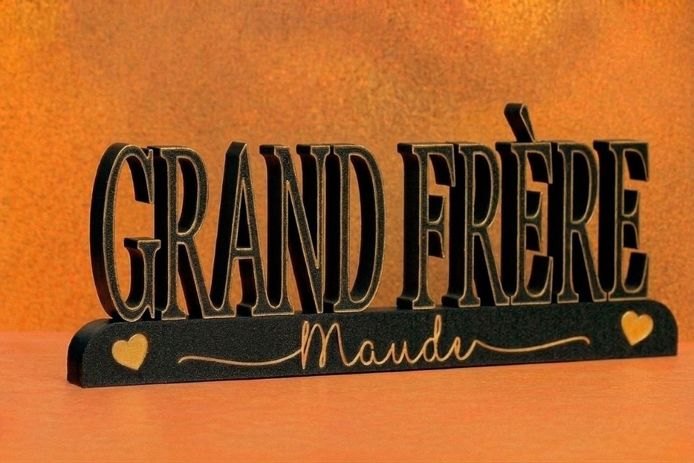 Support GRAND FRÈRE Personnalisé – Cadeau Touchant avec Prénoms en 3D – Impression 3D personnalisée