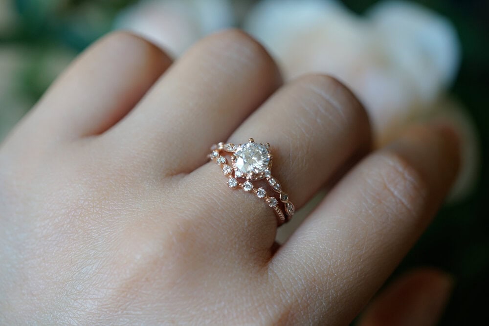 Vintage Round Moissanite Ring - Penelope - Image 5