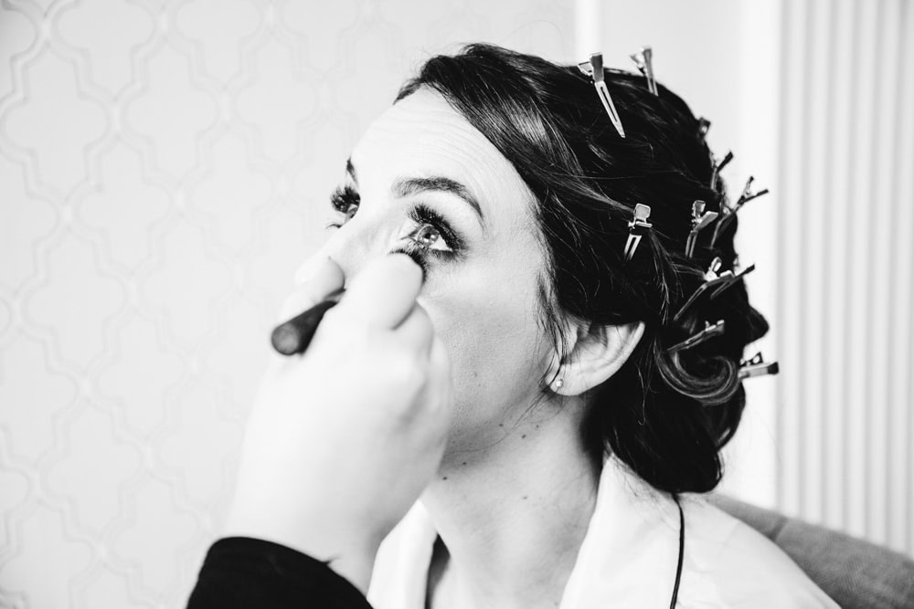 bride getting ready at soughton hall