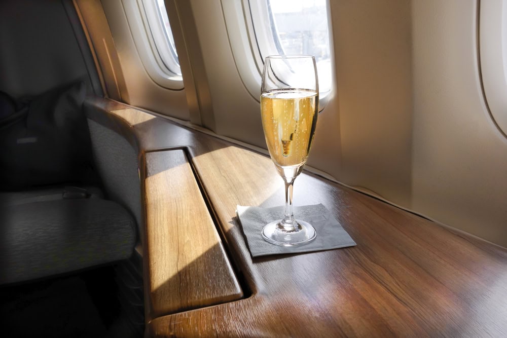 champagne first class jet