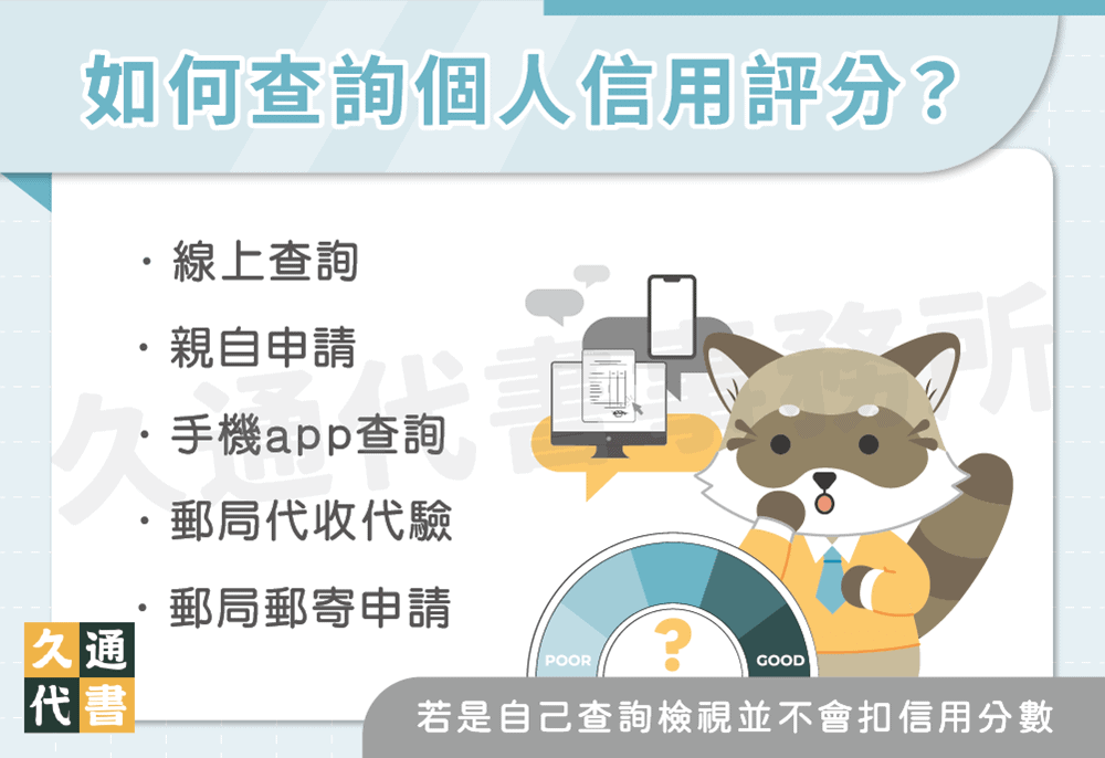 如何查詢個人信用評分〖久通代書〗
