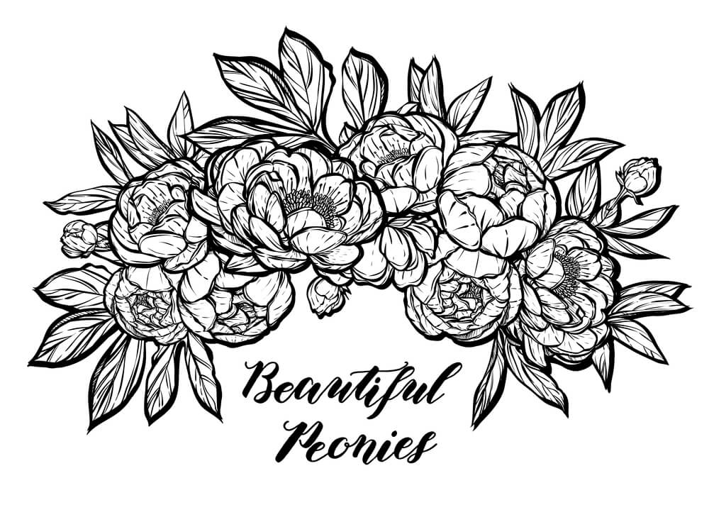 floral tattoo ideas - black-and-white-peony-tattoo