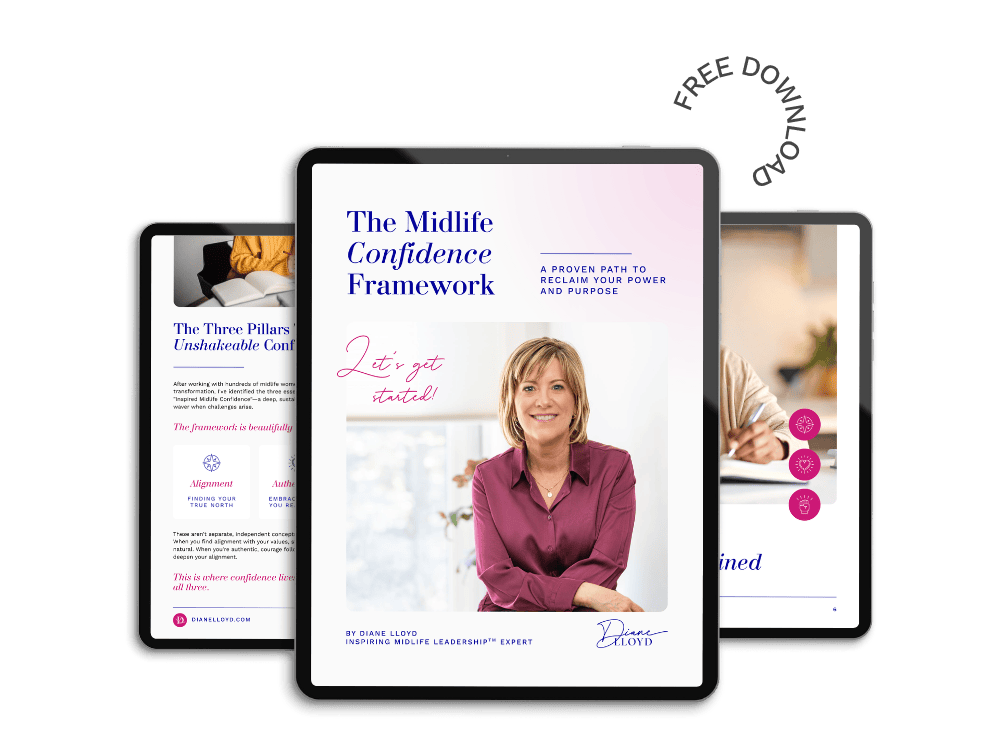 Midlife confidence framework mock up display transparent background