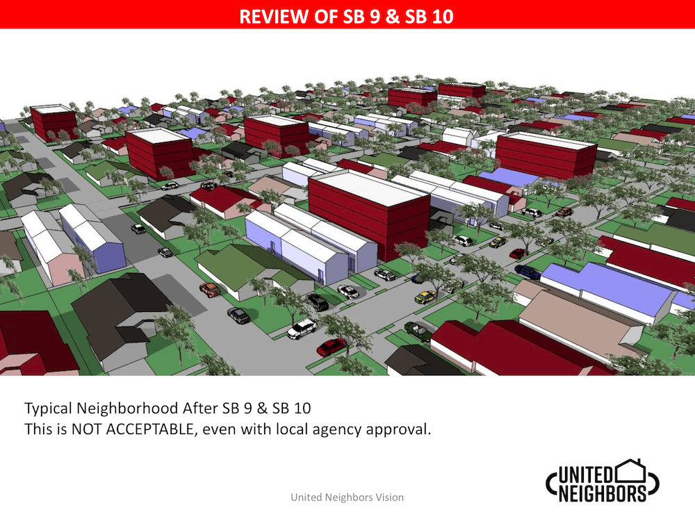 drawings of multifamily houses in a neighborhood