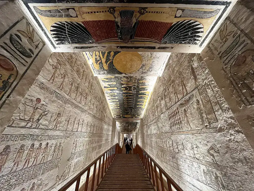 Decorated corridor inside KV9 in the Valley of the Kings