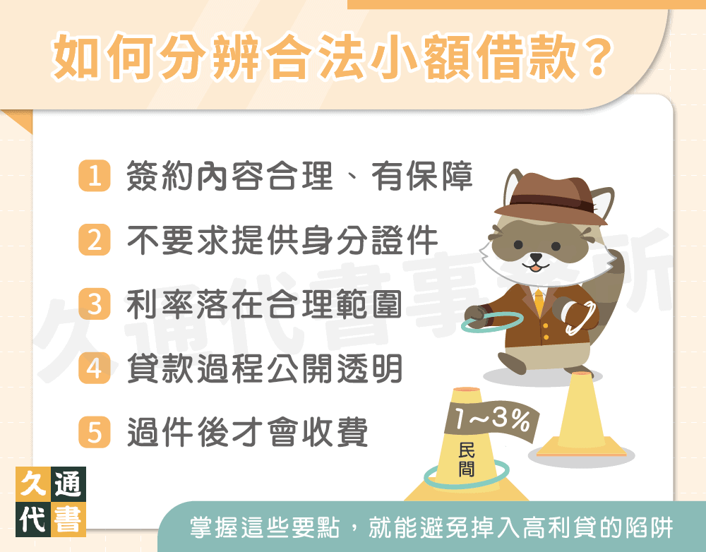 如何分辨合法小額借款〖久通代書〗