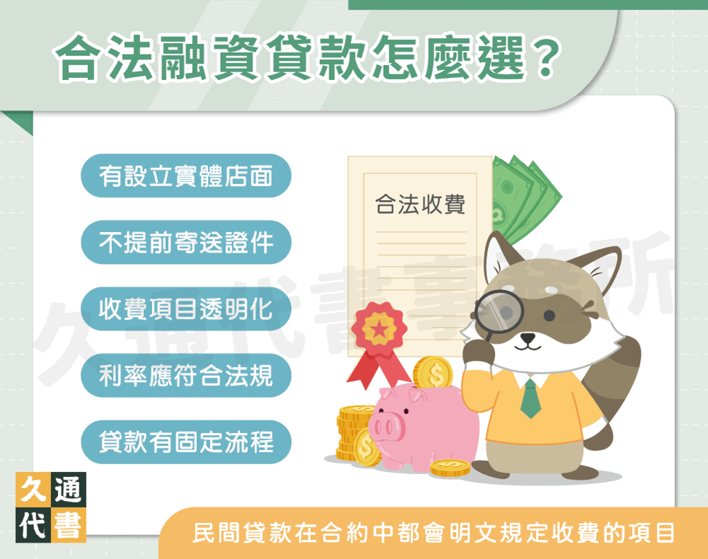 合法融資貸款怎麼選〖久通代書〗