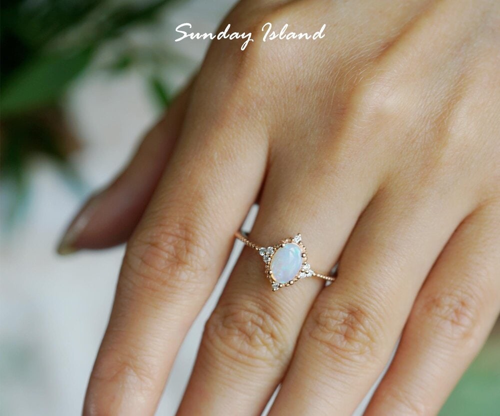Oval Australian Opal Ring - Lydia - Image 3