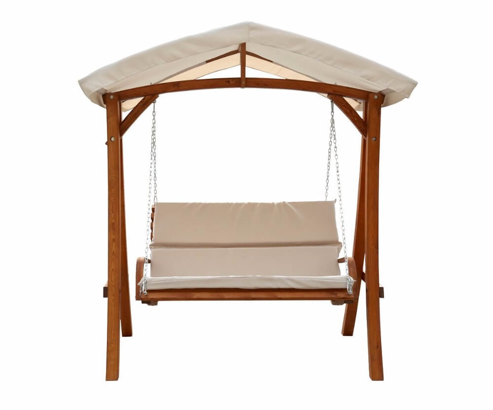 WOOD 3 PERSON PATIO SWING WITH CANOPY
