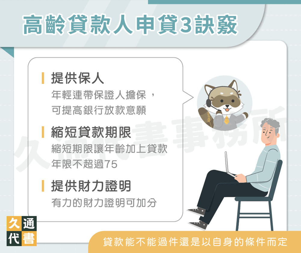 高齡貸款人申貸3訣竅〖久通代書〗