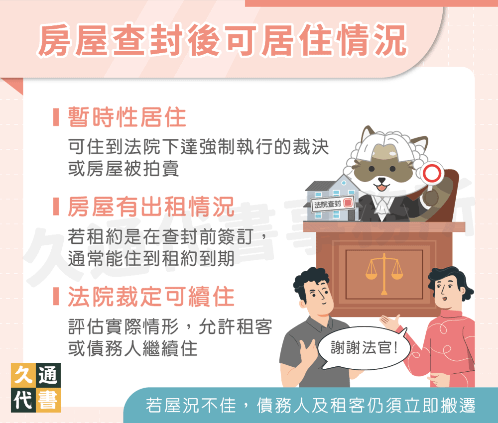 房屋查封後可居住情況〖久通代書〗