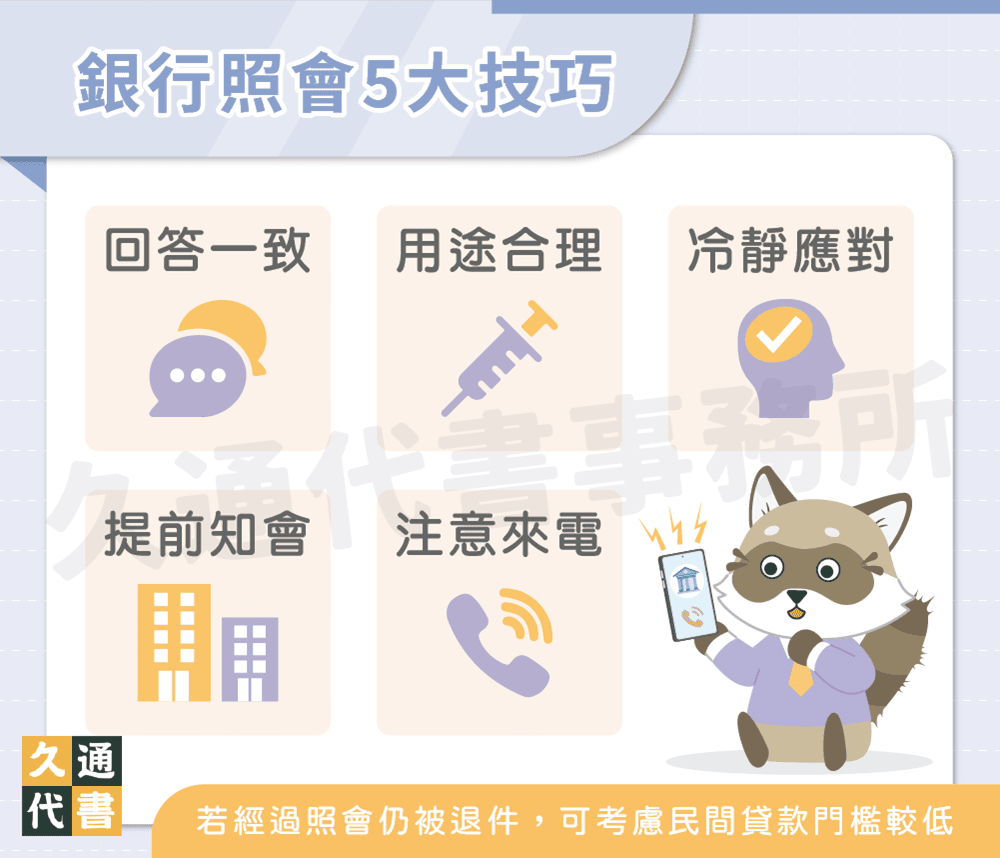 銀行照會5大技巧〖久通代書〗