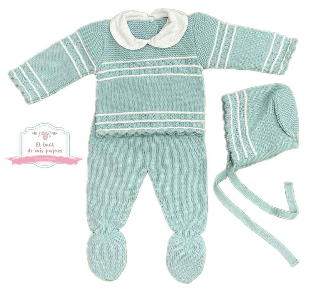 Conjunto de lana 2pzas   capota Verde Agua