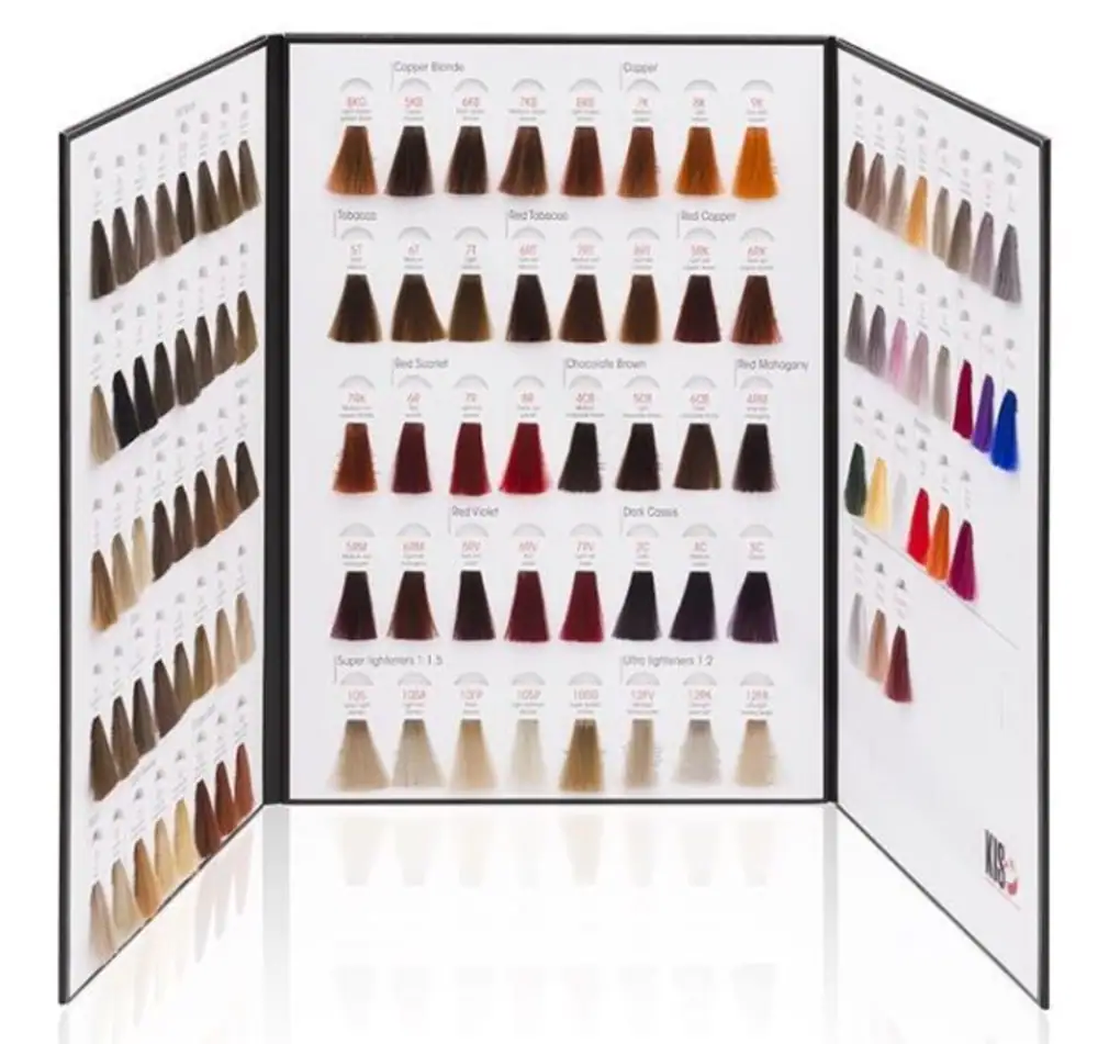 Professionele haarkleurenkaart met verschillende blond, bruin, rood en fashion kleuren