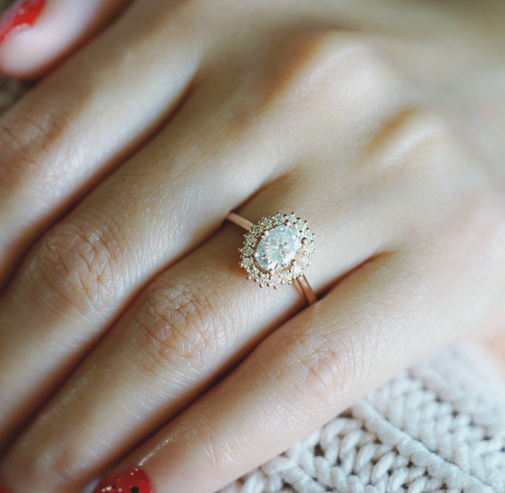 Oval Cut Halo Moissanite Ring - Adelaide - Image 4