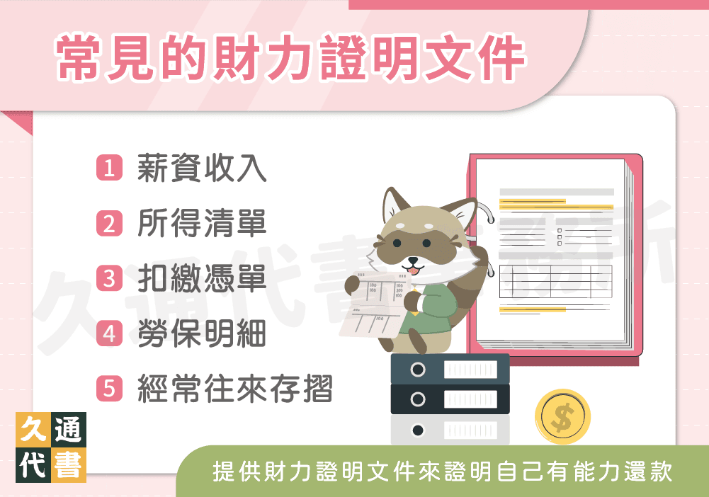 常見的財力證明文件〖久通代書〗