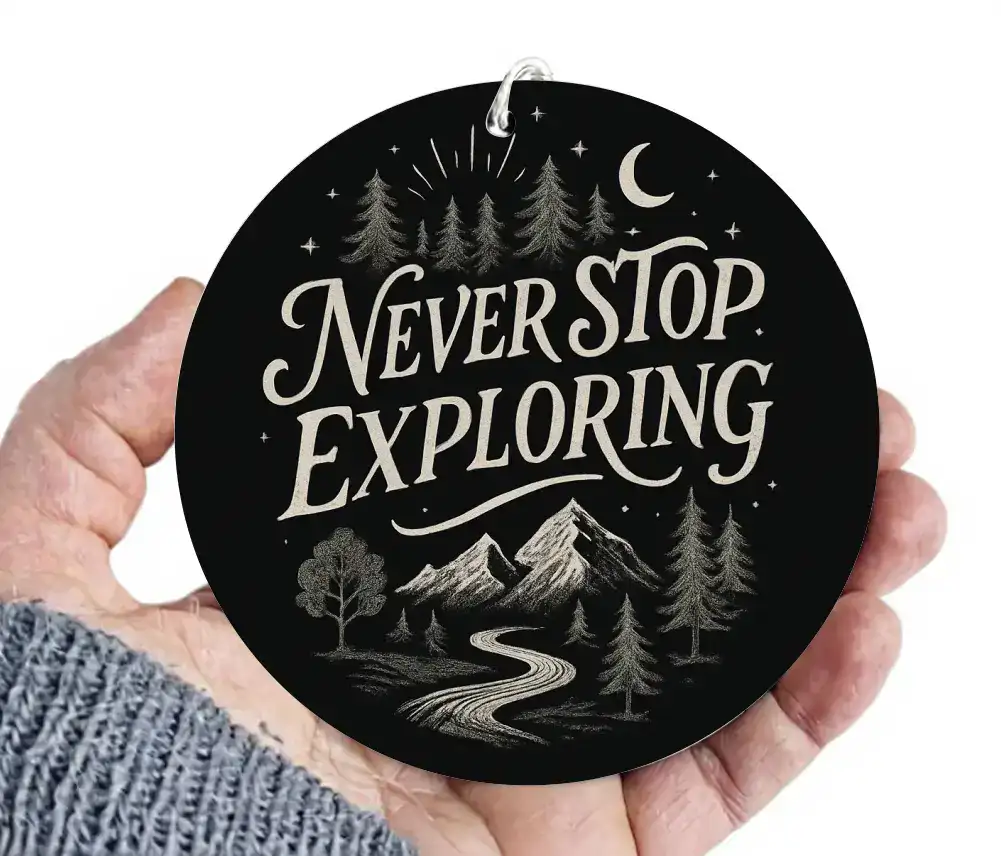 Never Stop Exploring – Inspirational Car Mirror Hanging seepa store
